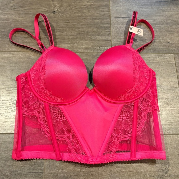 Very Sexy Satin Crystal Satin Lace Bustier Push Up - Picture 1 of 6